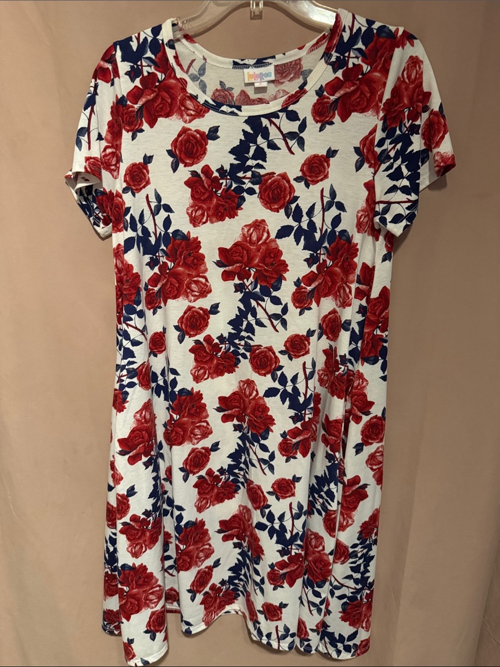 LuLaRoe Red Rose and Navy Floral dress